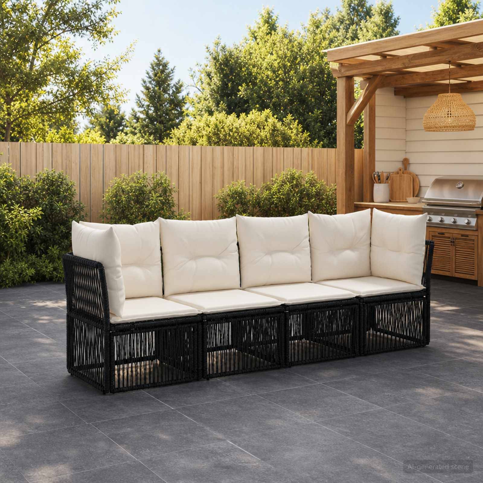 Vidaxl - Ensemble de canapé de jardin 4 pcs-Salons de jardin 4 place Noir polyrotin 723862 - Image 1