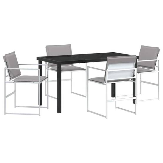 Ensemble de salle à manger de jardin acier et textilène blanc 140 x 70 x 73 cm, Poids:45.15kg - PANGIVO - Image 2