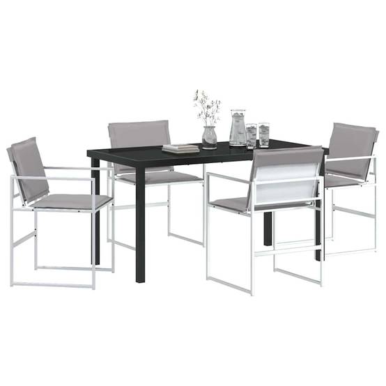 Ensemble de salle à manger de jardin acier et textilène blanc 140 x 70 x 73 cm, Poids:45.15kg - PANGIVO - Image 3