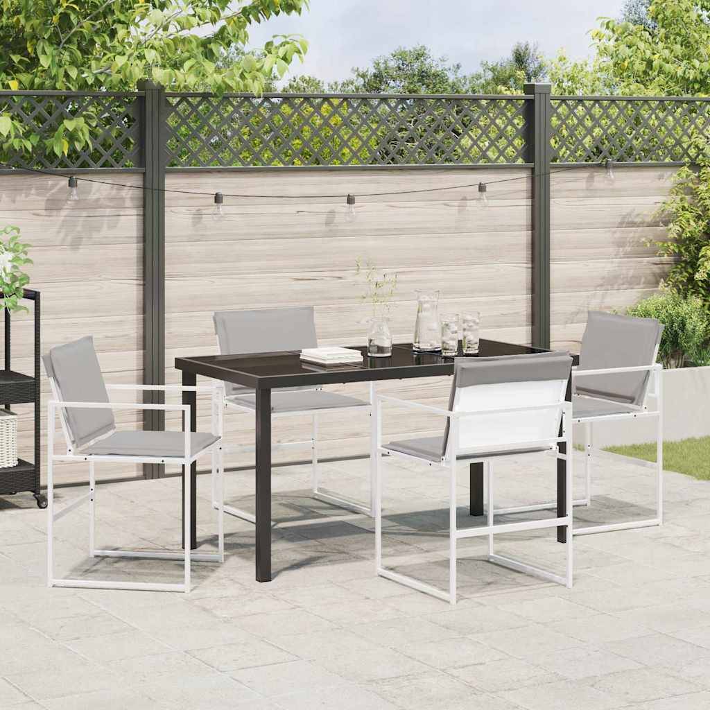 Ensemble de salle à manger de jardin acier et textilène blanc 140 x 70 x 73 cm, Poids:45.15kg - PANGIVO - Image 4