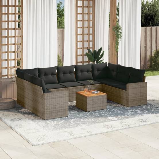 ComfortXL - Salon de Jardin Gris 10 Pièces en Résine Tressée Modulable avec Coussins Gris Foncé – ComfortXL Outdoor Living - Image 1