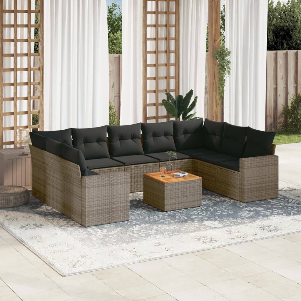 ComfortXL - Salon de Jardin Gris 10 Pièces en Résine Tressée Modulable avec Coussins Gris Foncé – ComfortXL Outdoor Living