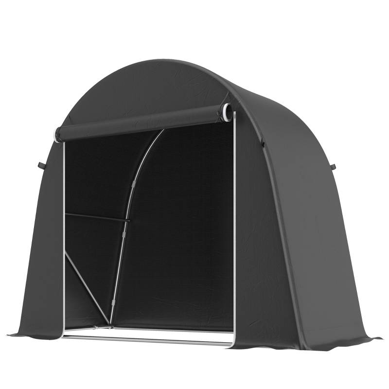 Abri de jardin tente vélo toile PE rangement extérieur porte zippée 245x120x200cm gris - ComfortXL Outdoor Living - Image 2