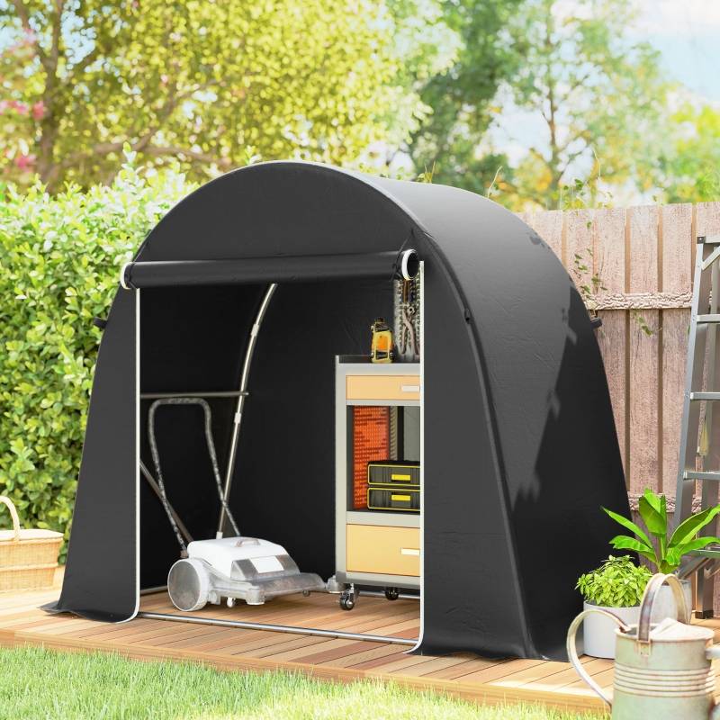 Abri de jardin tente vélo toile PE rangement extérieur porte zippée 245x120x200cm gris - ComfortXL Outdoor Living - Image 1