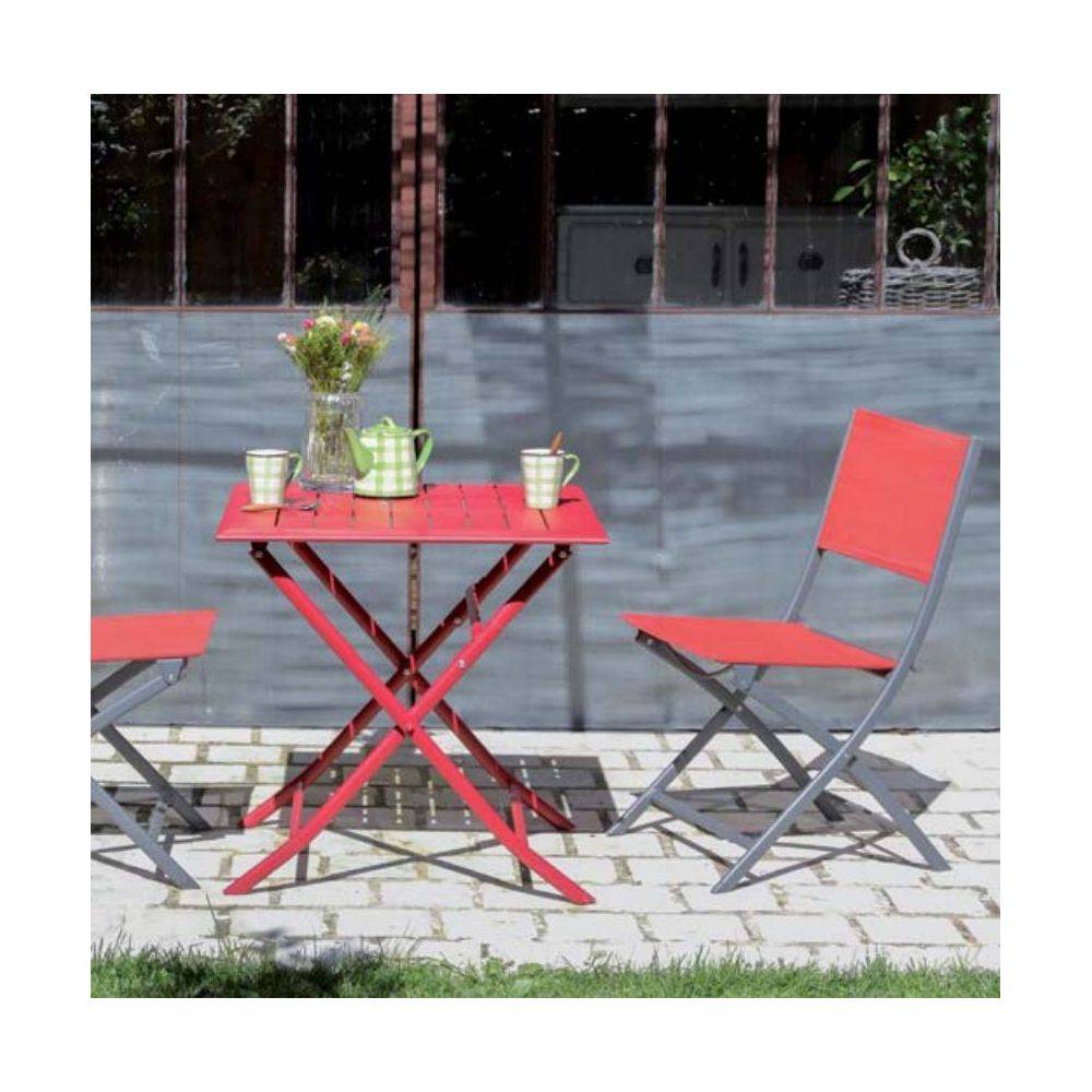 Alize - Chaise pliante en acier et toile Dream (Lot de 4) Graphite, rouge - Image 2