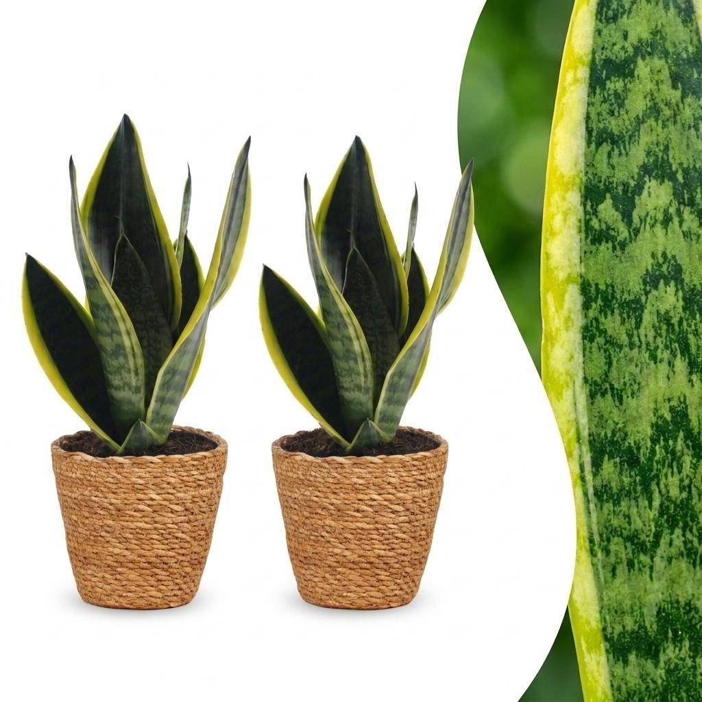 Sansevieria Futura Superba - Langue de belle-mère - Pot de 12cm - 2 plantes - Panier - Plantes d'intérieur - Image 1