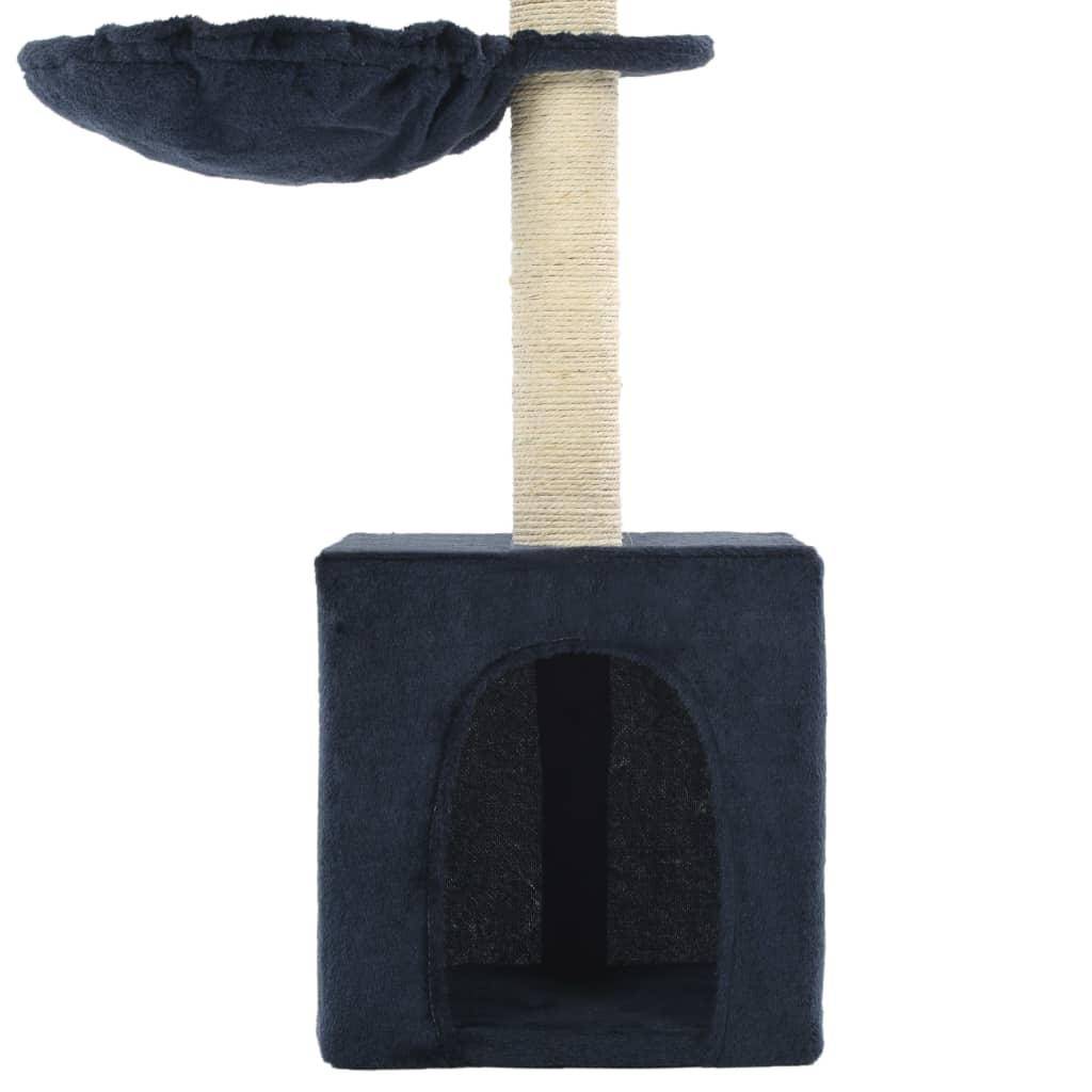 Helloshop26 - Arbre à chat griffoir grattoir niche jouet animaux peluché en sisal 105 cm bleu - Image 5