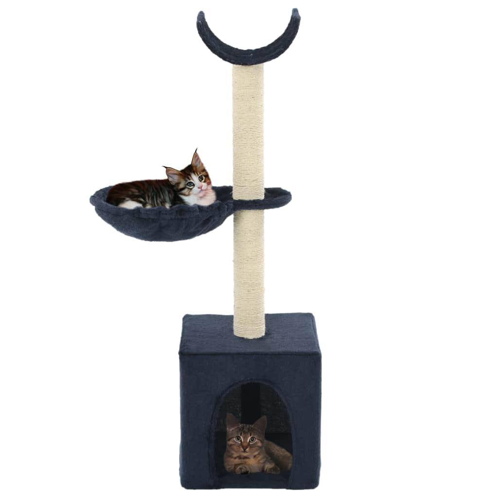 Helloshop26 - Arbre à chat griffoir grattoir niche jouet animaux peluché en sisal 105 cm bleu - Image 1