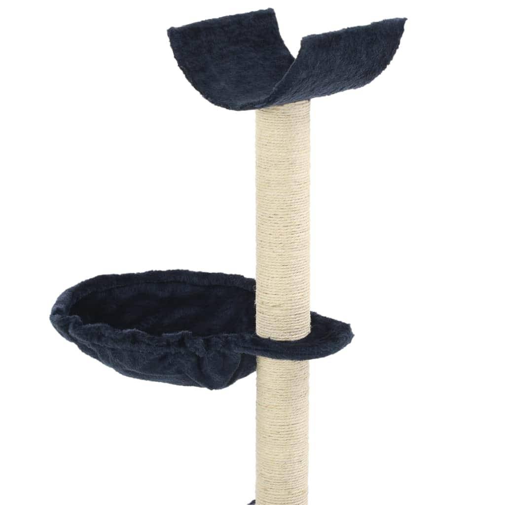 Helloshop26 - Arbre à chat griffoir grattoir niche jouet animaux peluché en sisal 105 cm bleu - Image 4