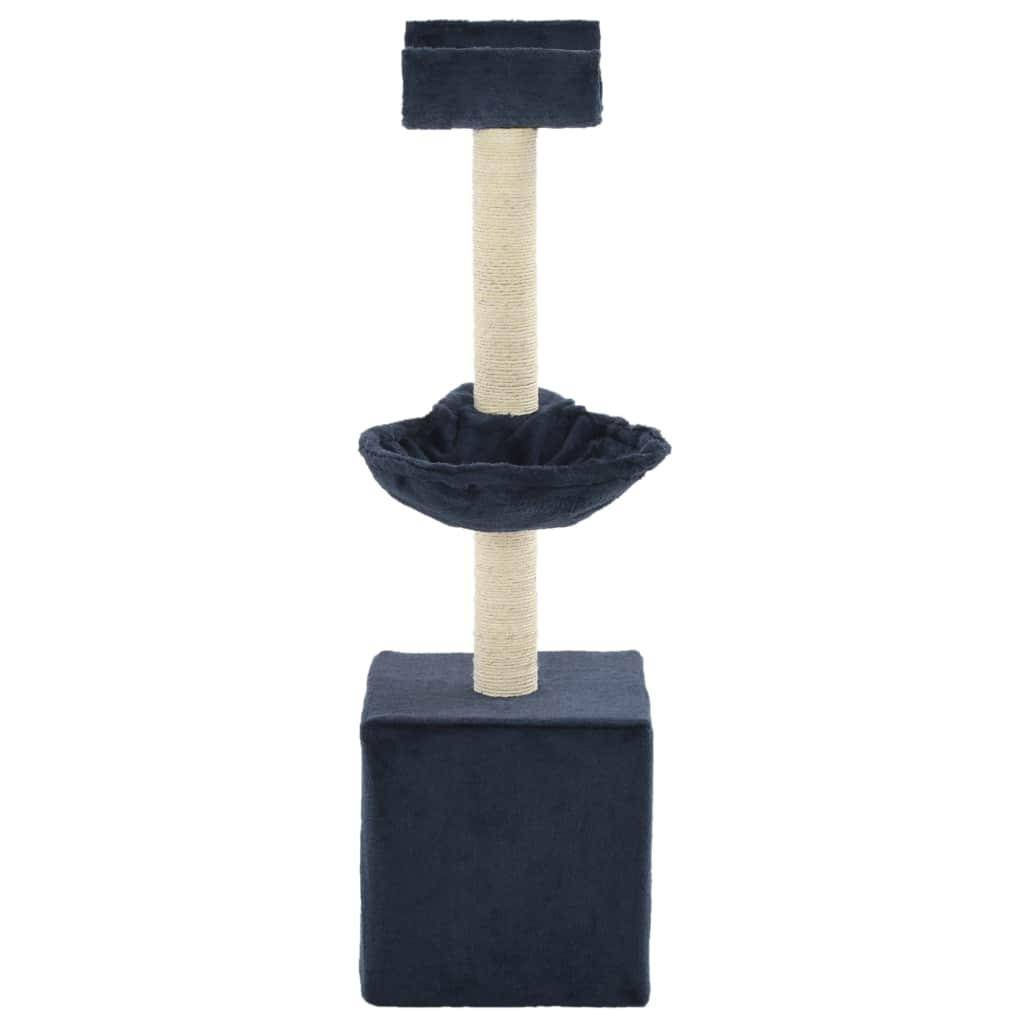 Helloshop26 - Arbre à chat griffoir grattoir niche jouet animaux peluché en sisal 105 cm bleu - Image 3