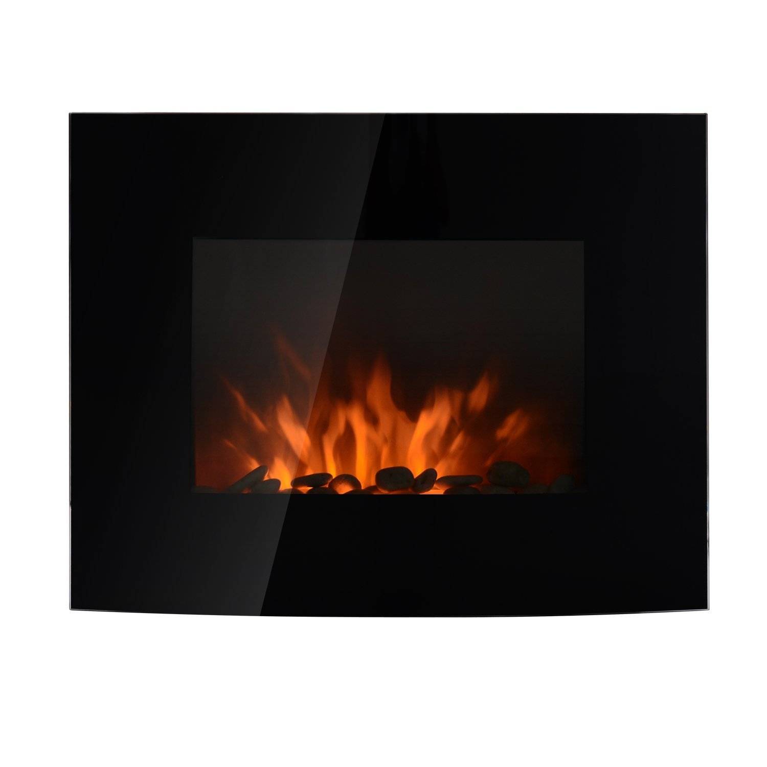 Cheminée électrique murale 1800 W, effet flamme coloré, température réglable, thermostat, minuterie, télécommande, protection surchauffe, noire - Image 2