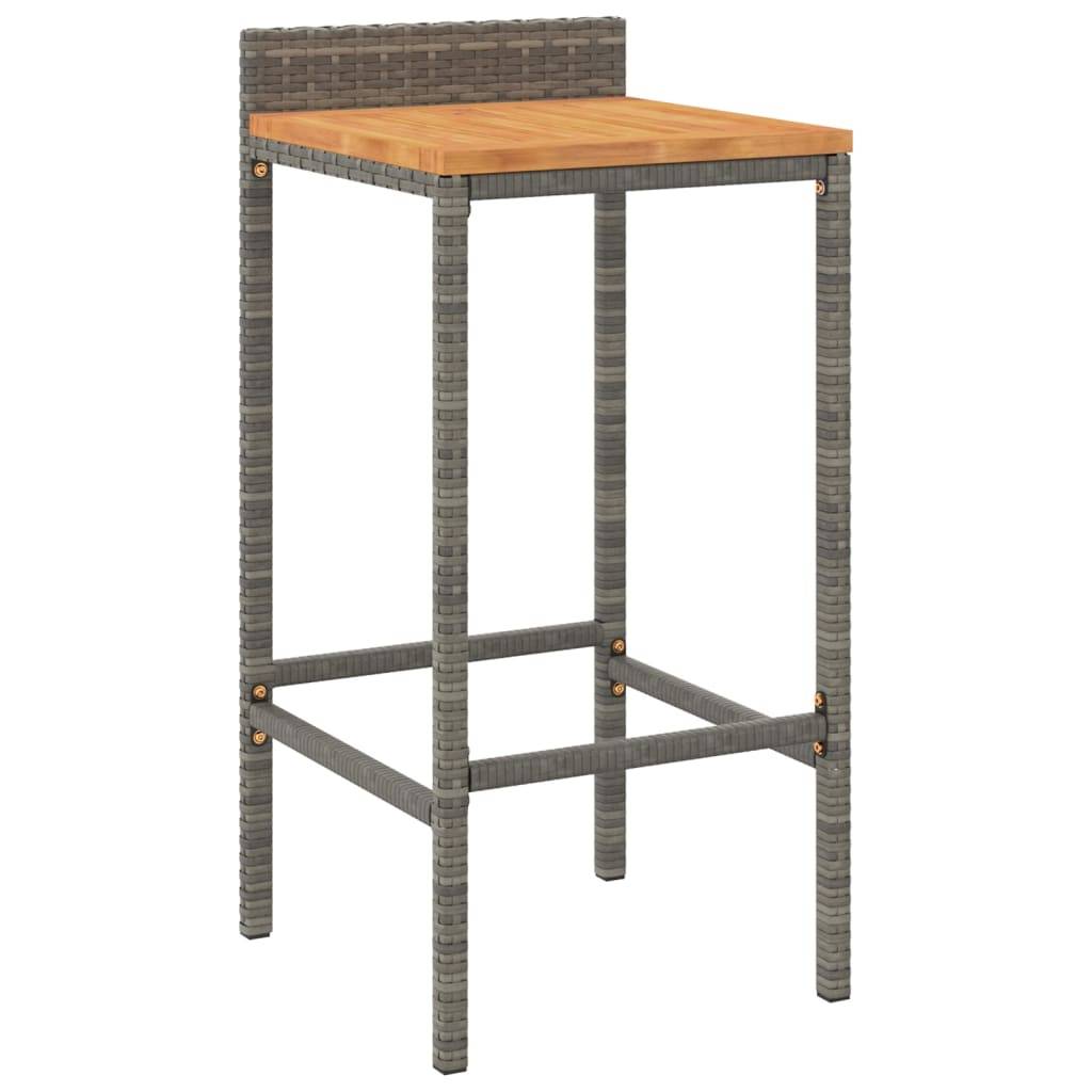 Helloshop26 - Ensemble de bar de jardin meuble extérieur terrasse 3 pièces gris poly rotin/bois massif acacia - Image 2