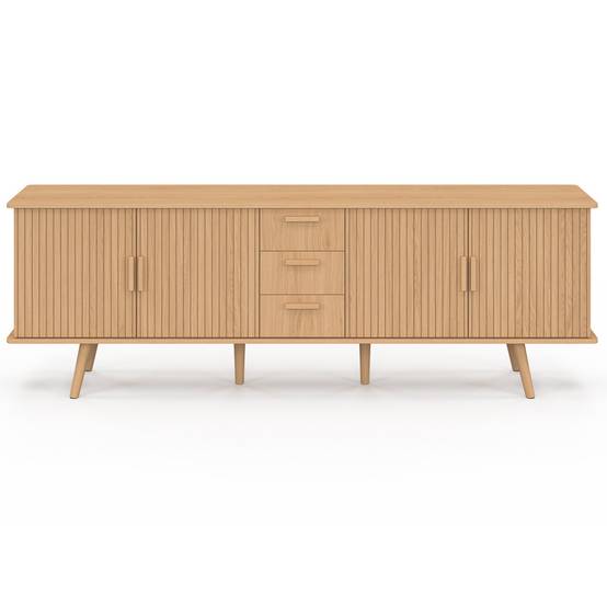 Buffet 180 cm JULIETTE XXL 4 portes et 3 tiroirs effet lattes tasseau bois - Image 3