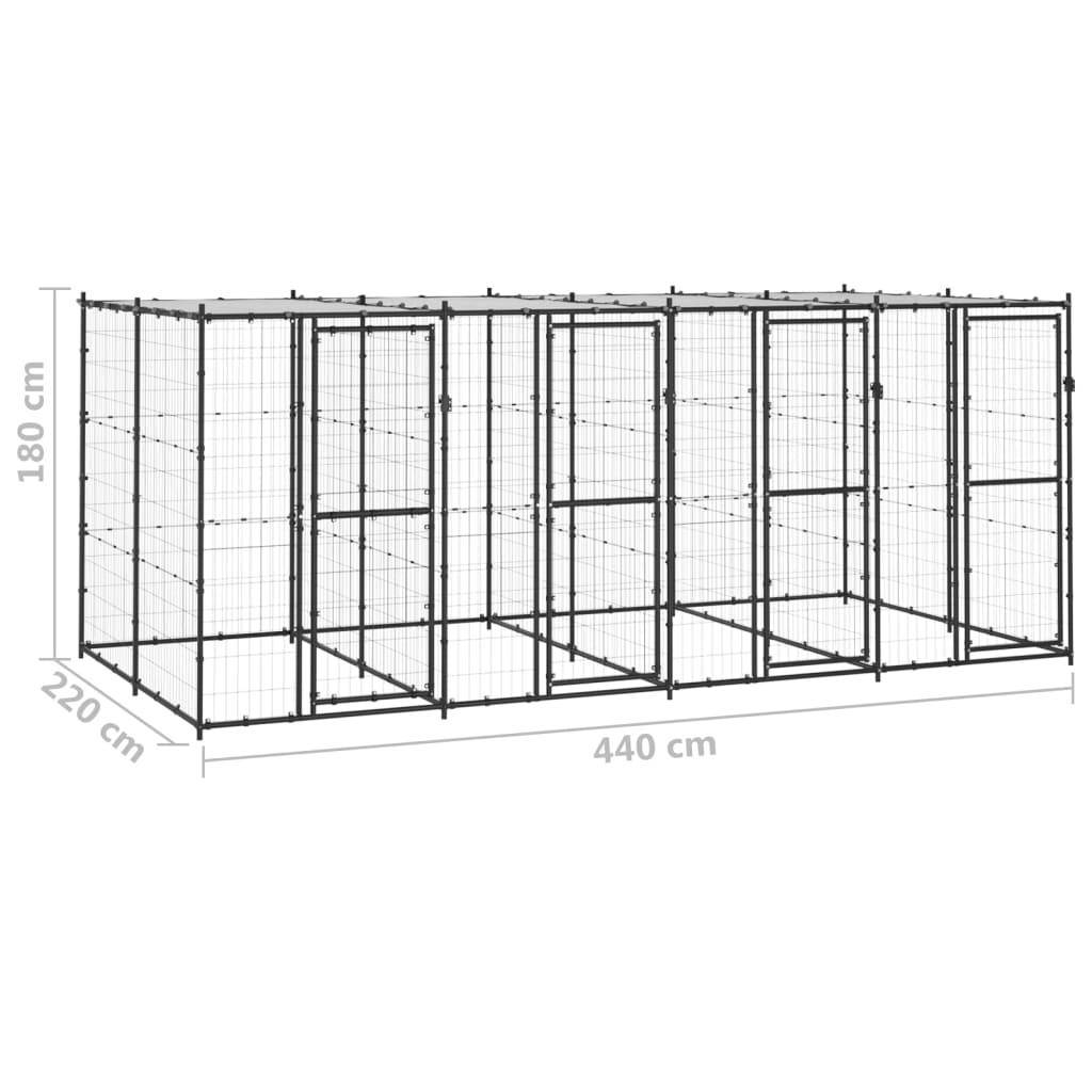 Helloshop26 - Chenil extérieur cage enclos parc animaux chien extérieur acier avec toit 9,68 m² - Image 2