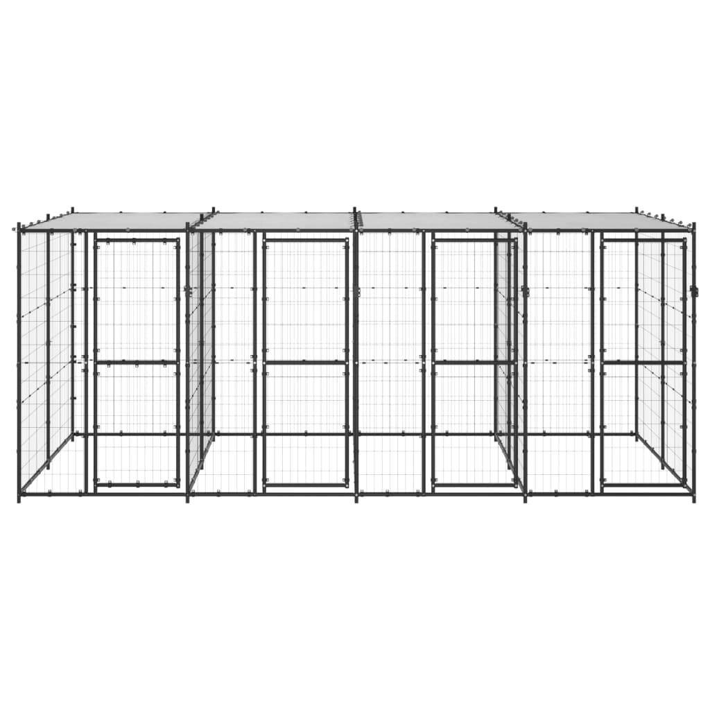 Helloshop26 - Chenil extérieur cage enclos parc animaux chien extérieur acier avec toit 9,68 m² - Image 3