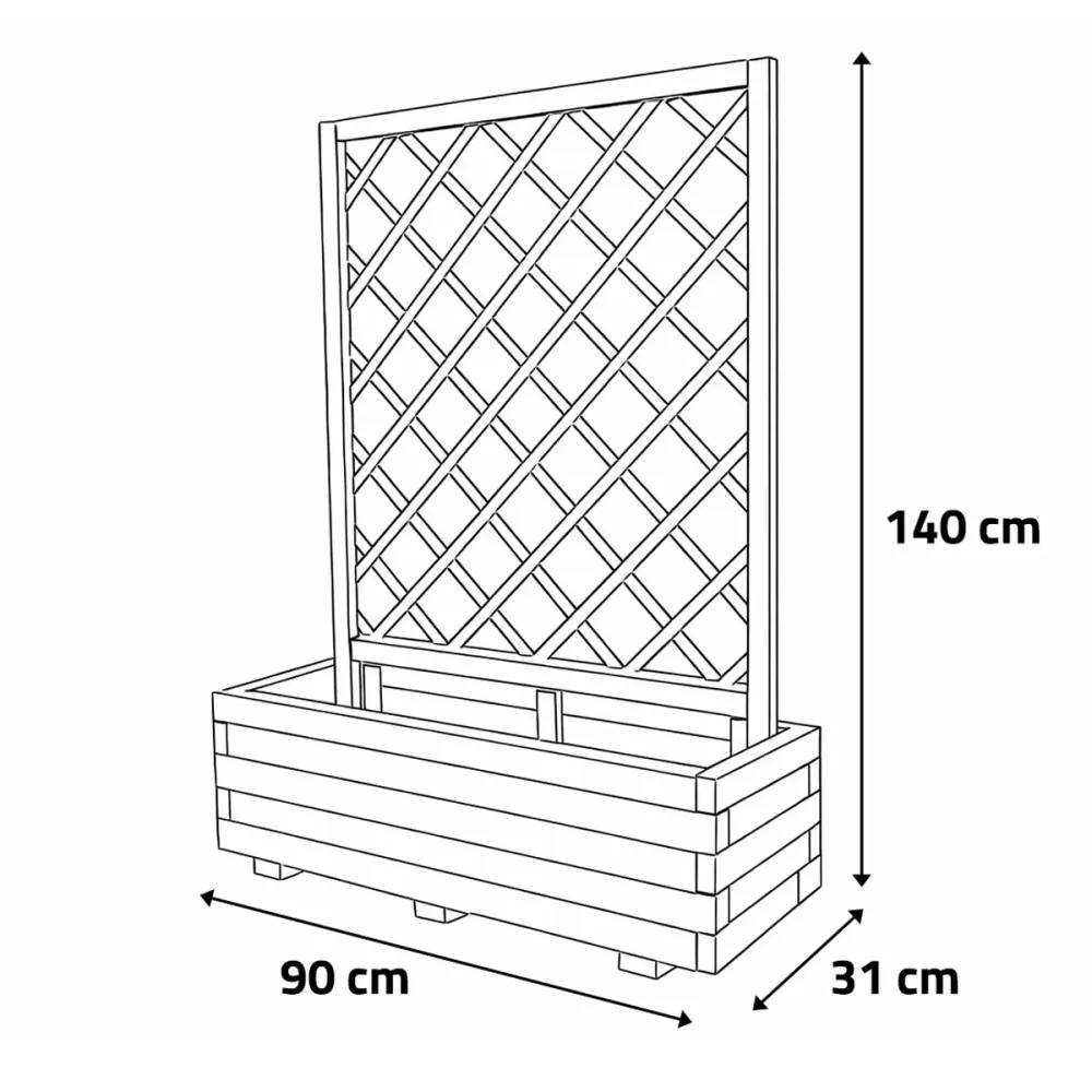 Jardinière bois autoclave classe 3 avec treillis 90x31x140cm - Image 8