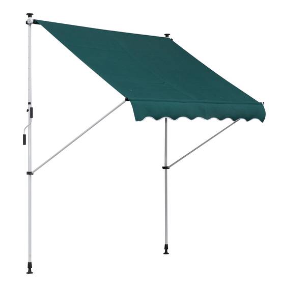 Store banne rétractable manuelle 200 x 150 x 170-280 cm pour balcon et terrasse, hauteur réglable et manivelle, vert - Image 1