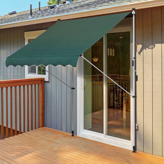 Store banne rétractable manuelle 200 x 150 x 170-280 cm pour balcon et terrasse, hauteur réglable et manivelle, vert - Image 3