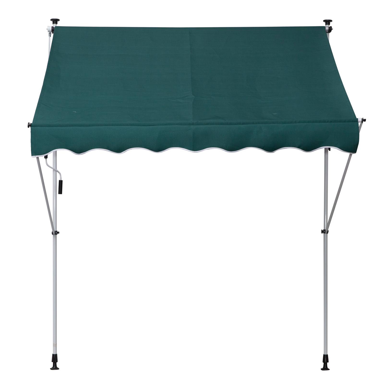 Store banne rétractable manuelle 200 x 150 x 170-280 cm pour balcon et terrasse, hauteur réglable et manivelle, vert - Image 2
