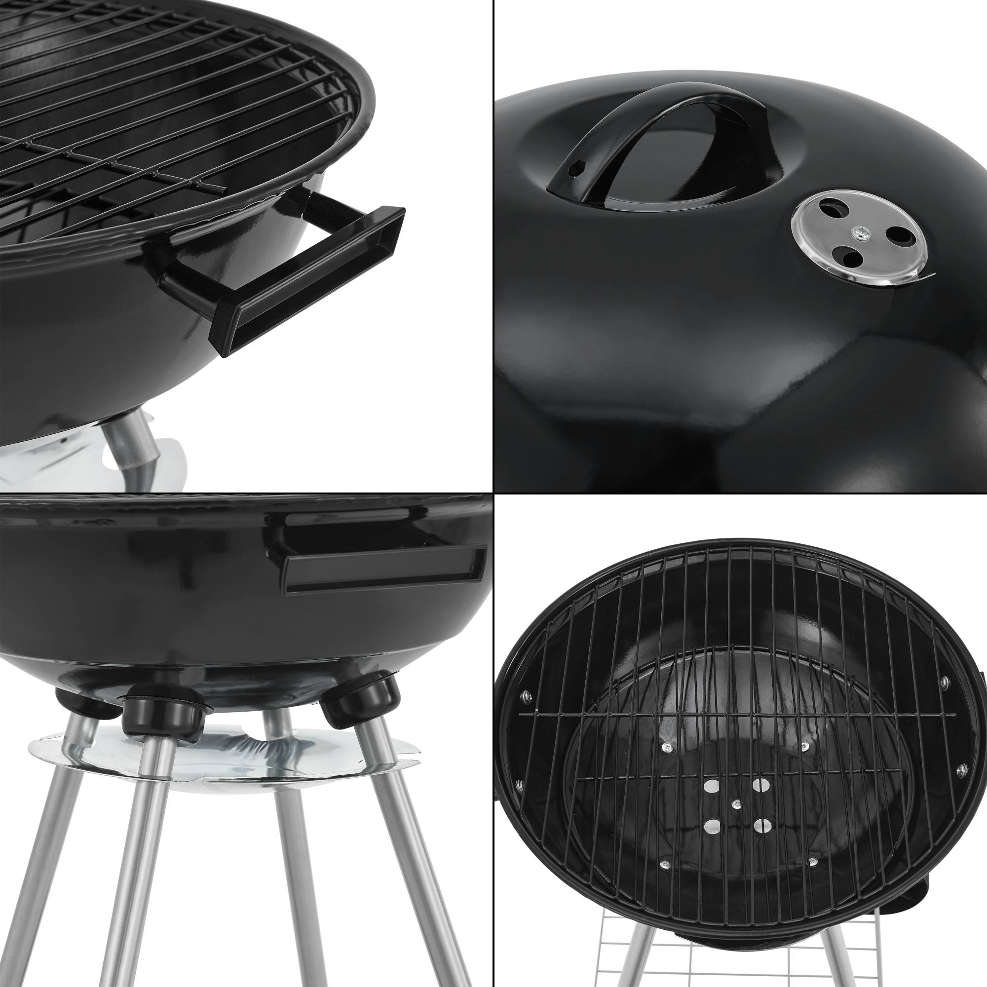Casa.Pro - Chariot de barbecue rond Apricena 80 x 49 x 47 cm noir casa.pro - Image 8