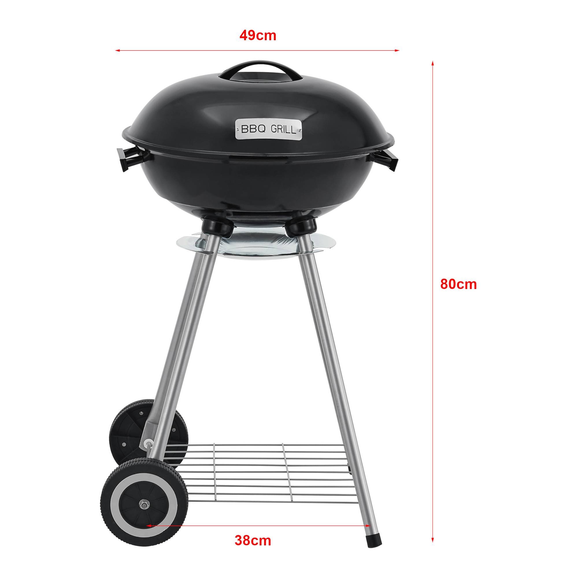 Casa.Pro - Chariot de barbecue rond Apricena 80 x 49 x 47 cm noir casa.pro - Image 4