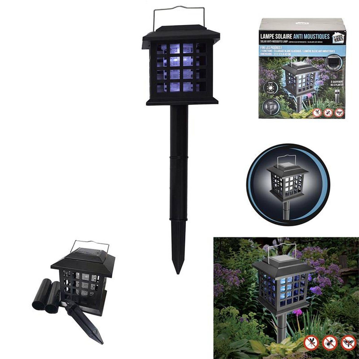 Sans Marque - Lampe LED solaire à planter - Anti-moustique - Noir - Toilinux - Image 7