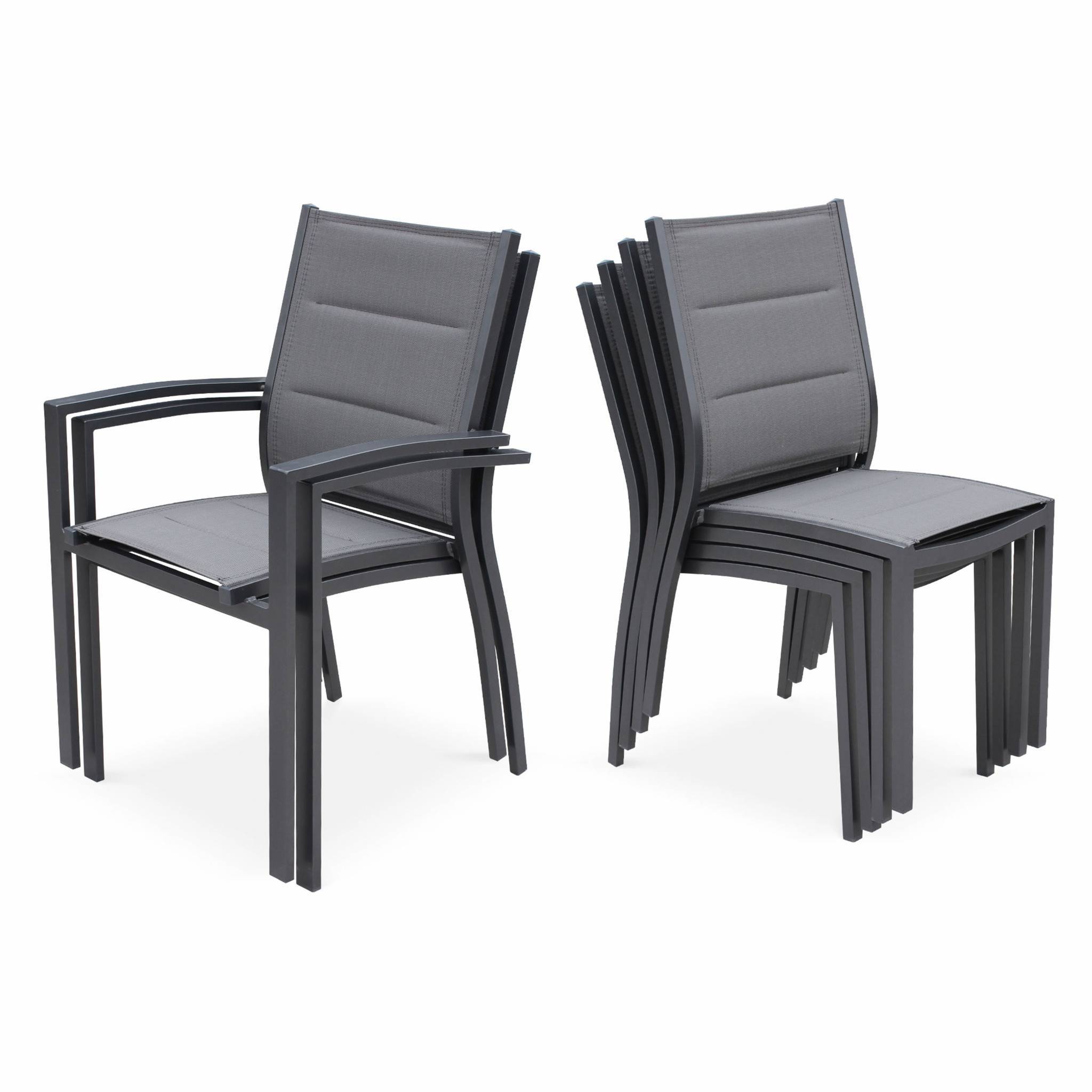 sweeek - Table de jardin extensible aluminium + 10 assises - Odenton Anthracite - Grande table en aluminium 235/335cm avec rallonge et 10 assises en | sweeek - Image 7