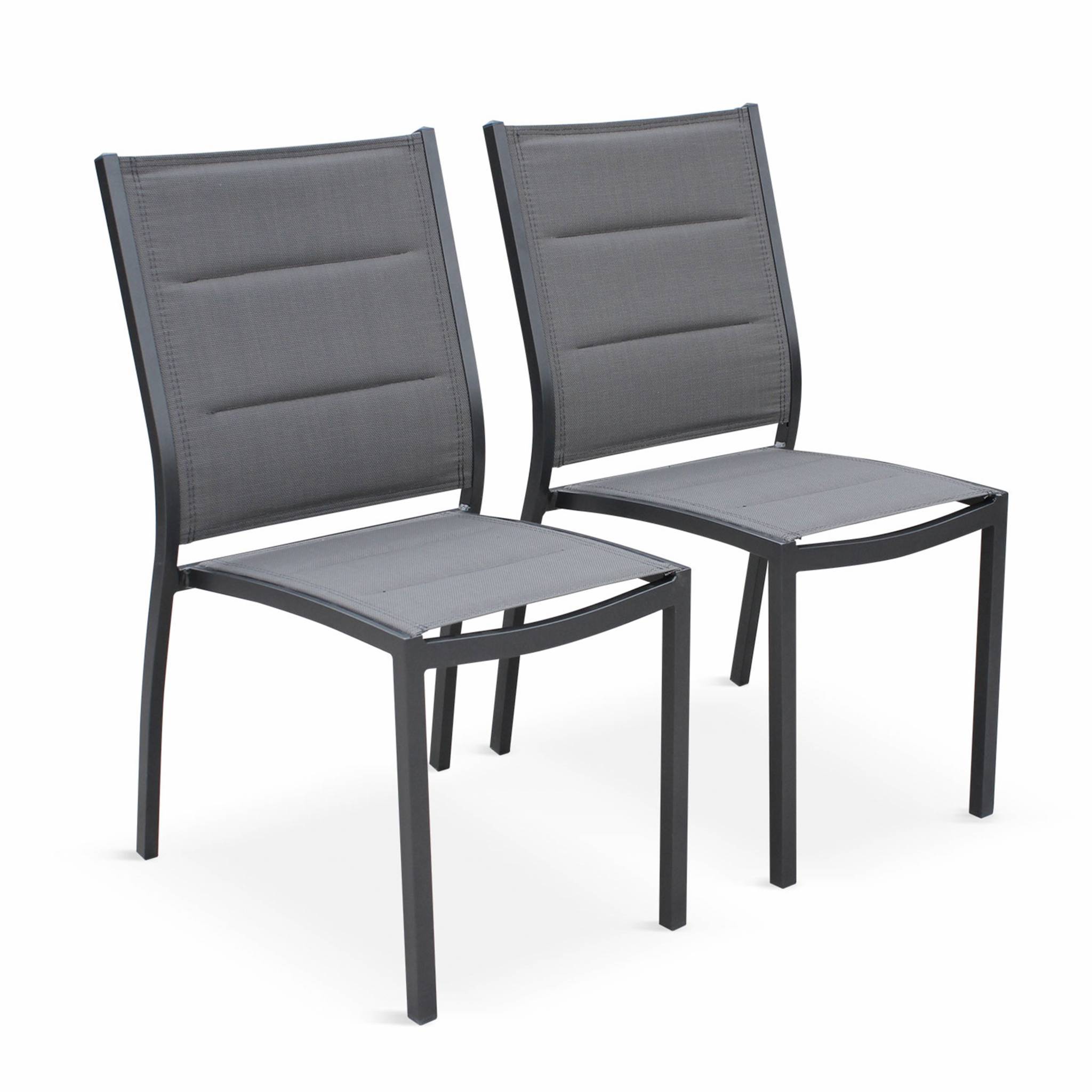 sweeek - Table de jardin extensible aluminium + 10 assises - Odenton Anthracite - Grande table en aluminium 235/335cm avec rallonge et 10 assises en | sweeek - Image 6