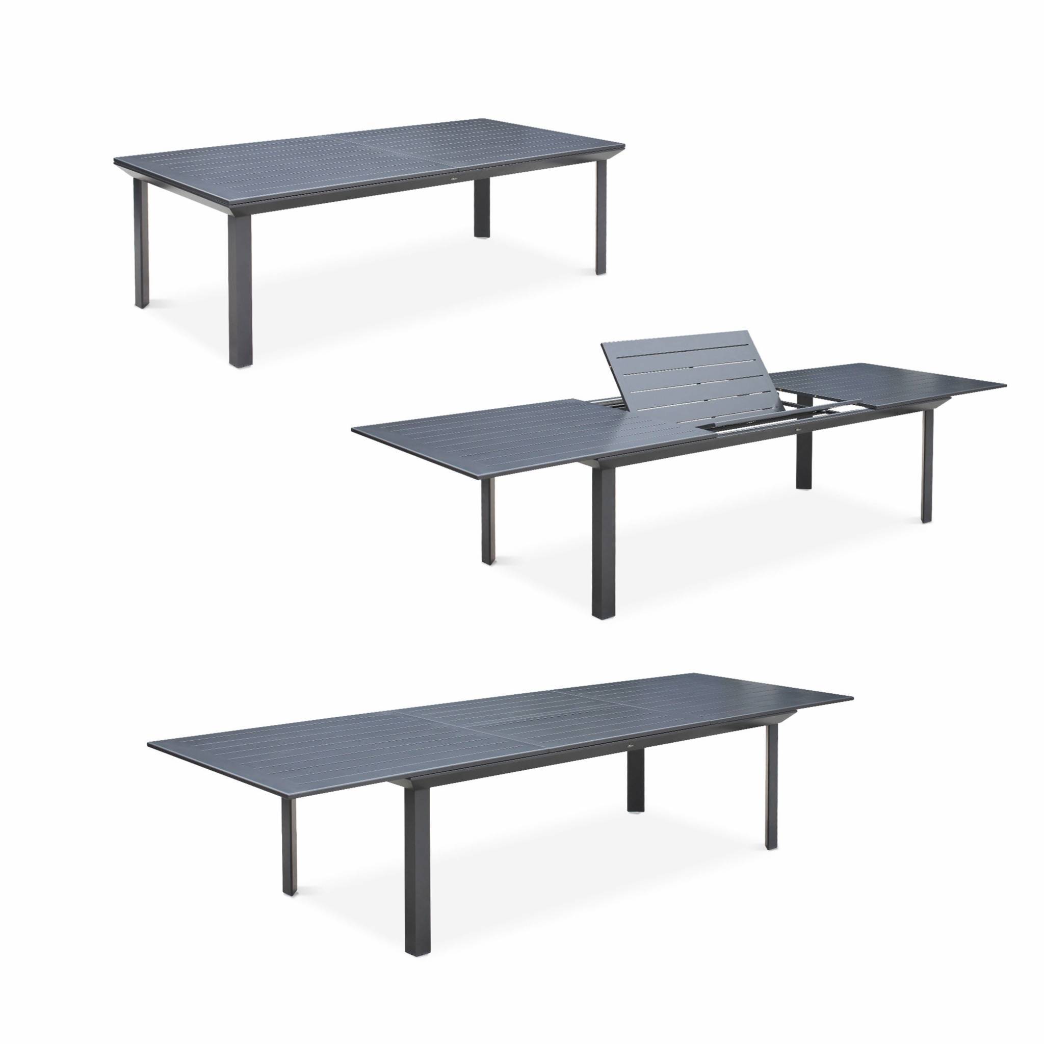 sweeek - Table de jardin extensible aluminium + 10 assises - Odenton Anthracite - Grande table en aluminium 235/335cm avec rallonge et 10 assises en | sweeek - Image 4