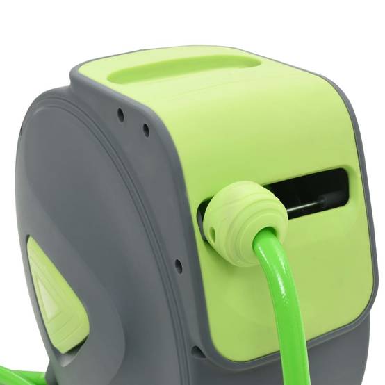 Enrouleur de tuyau automatique polypropylène vert et gris 20 m - PANGIVO - Image 4