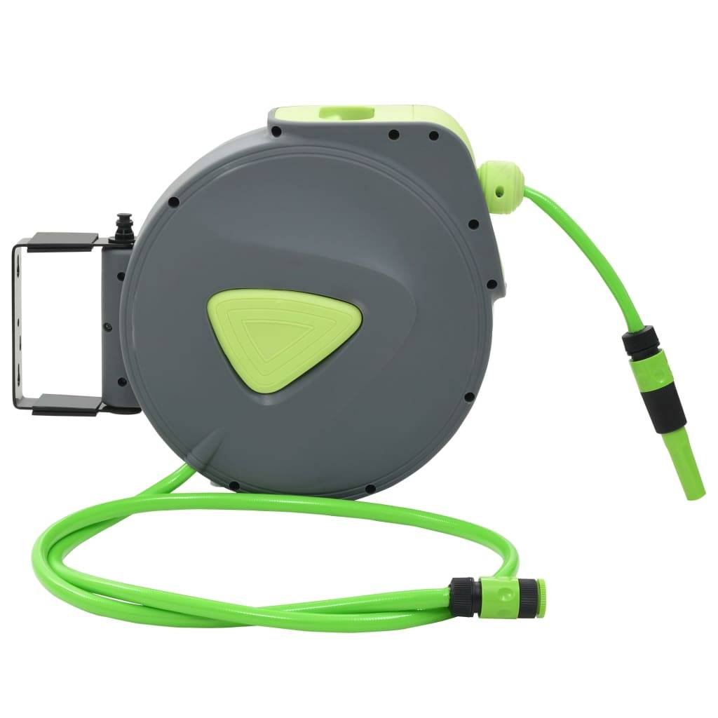 Enrouleur de tuyau automatique polypropylène vert et gris 20 m - PANGIVO - Image 2