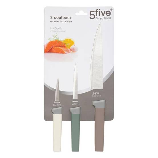 Lot de 3 Couteaux de Cuisine "Antidérapant" 33cm Multicolore - Image 5