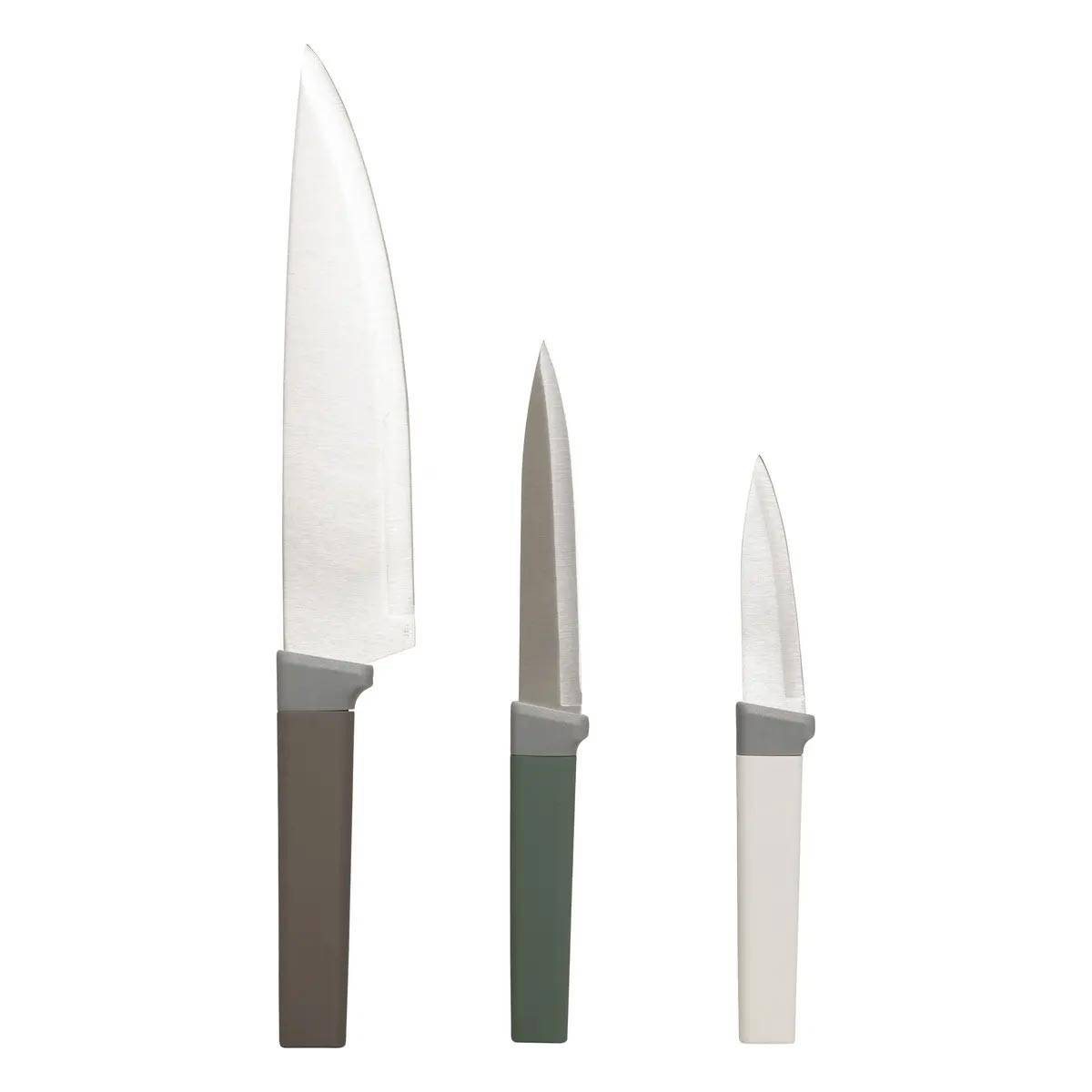 Lot de 3 Couteaux de Cuisine "Antidérapant" 33cm Multicolore - Image 1