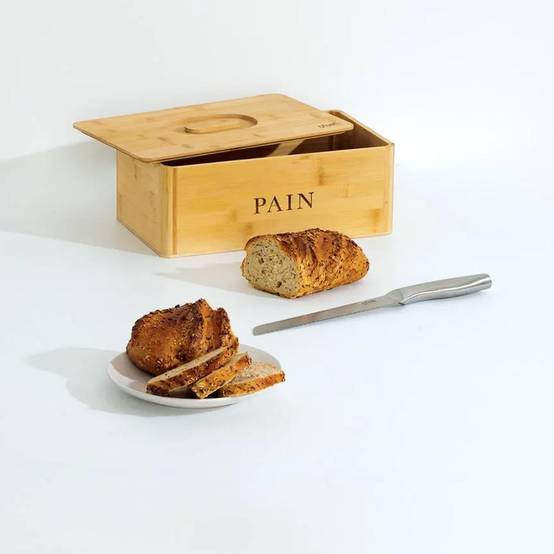 Boîte à Pain en Bambou "Inscription" 33cm Naturel - Image 8