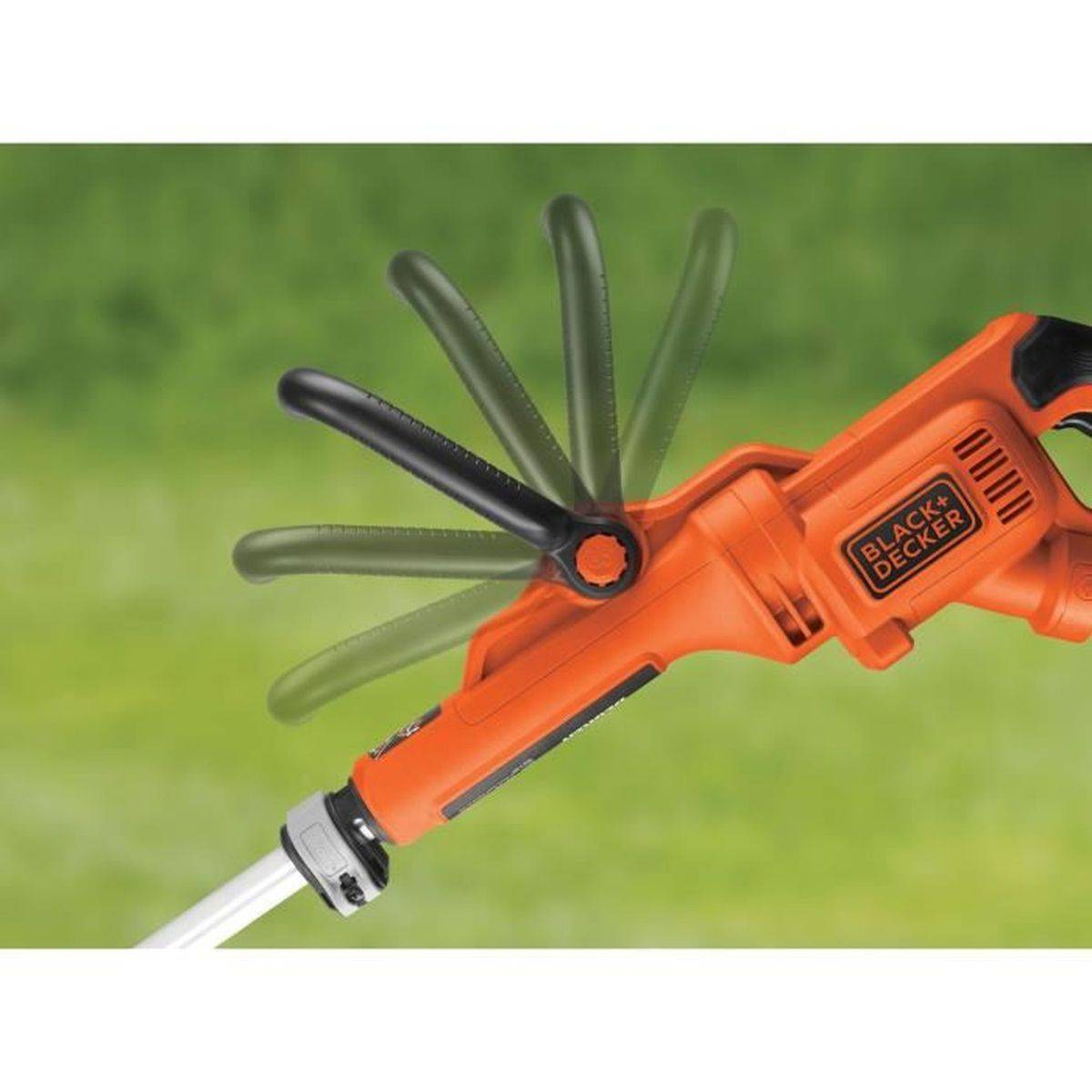 Black & Decker - Coupe-bordures filaire 700 W 33 cm, tête pivotante 180°, manche télescopique et poignée 5 positions - BLACK + DECKER - Image 5