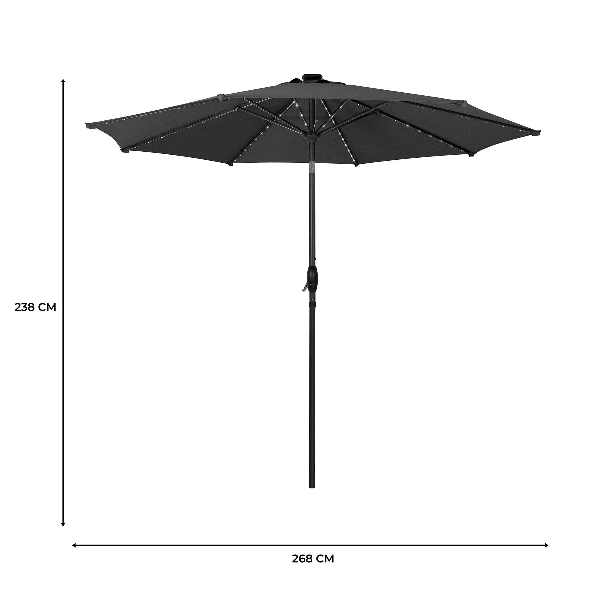 Monstershop - Parasol Inclinable à LED 2,7 m - Gris - Image 5