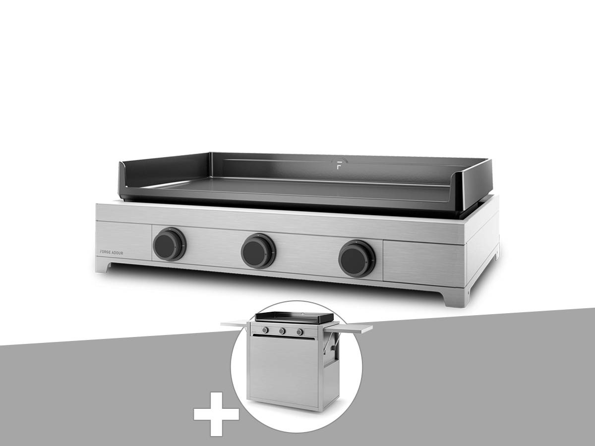 Forge Adour - Plancha gaz Modern 75 inox avec chariot - Forge Adour
