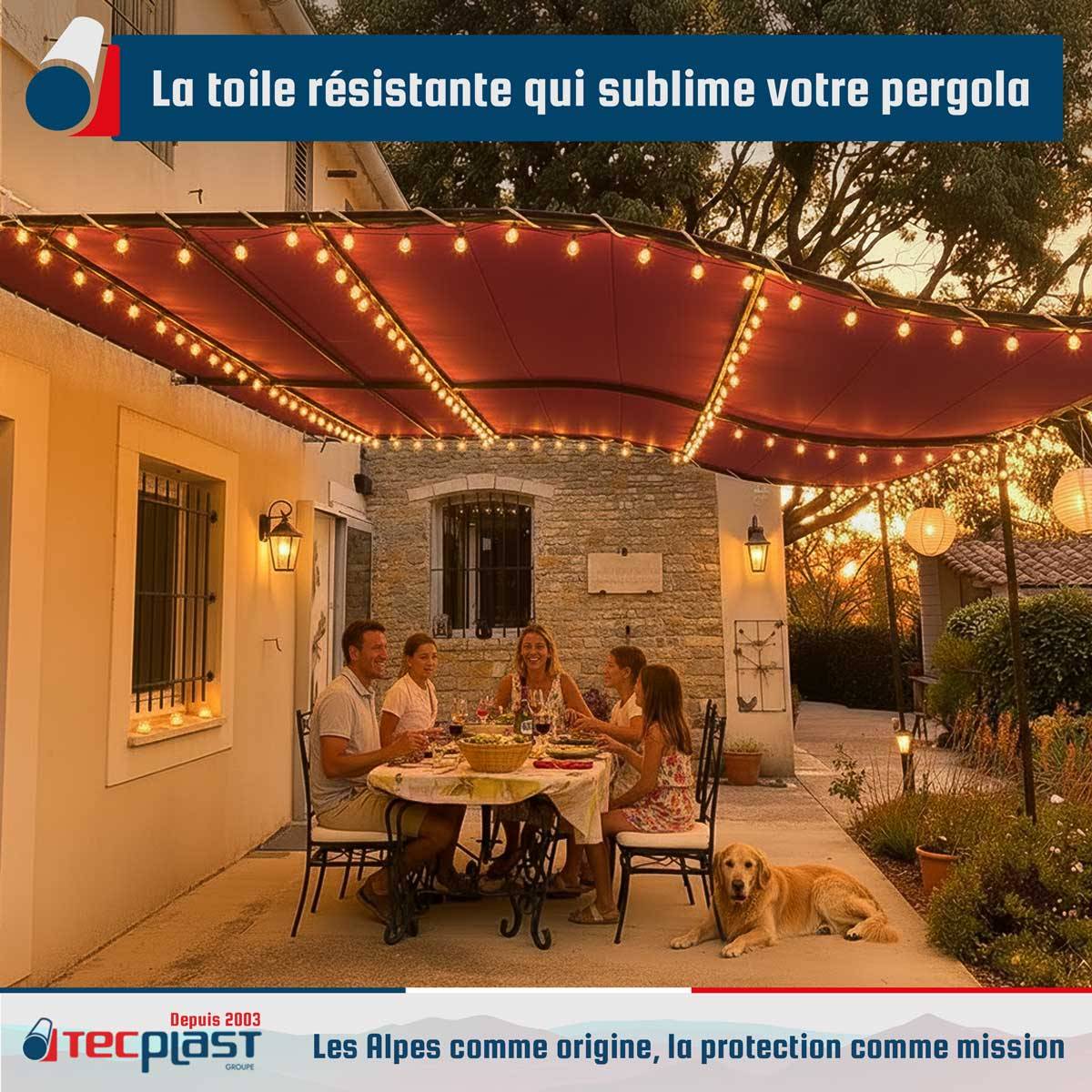 Tecplast - Pack Toile Pergola Rouge Bordeaux 3x4 m + Sandow Blanc 20m - Bâche Pergola prête à poser LP506PR Garantie 5 ans TECPLAST - Image 2