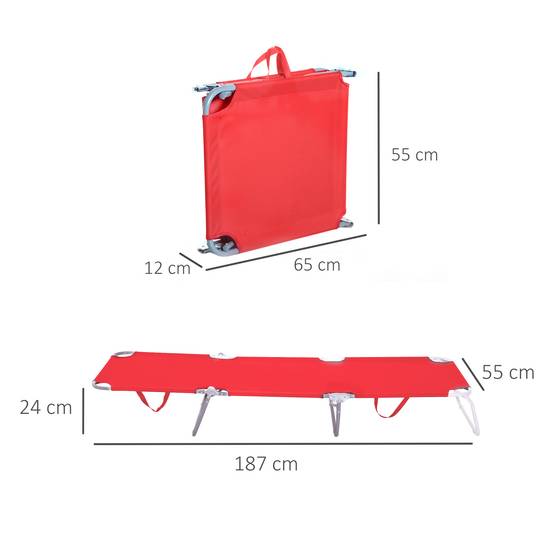 Bain de Soleil transat Pliable Dossier réglable Multipositions métal et Polyester Rouge - Image 5