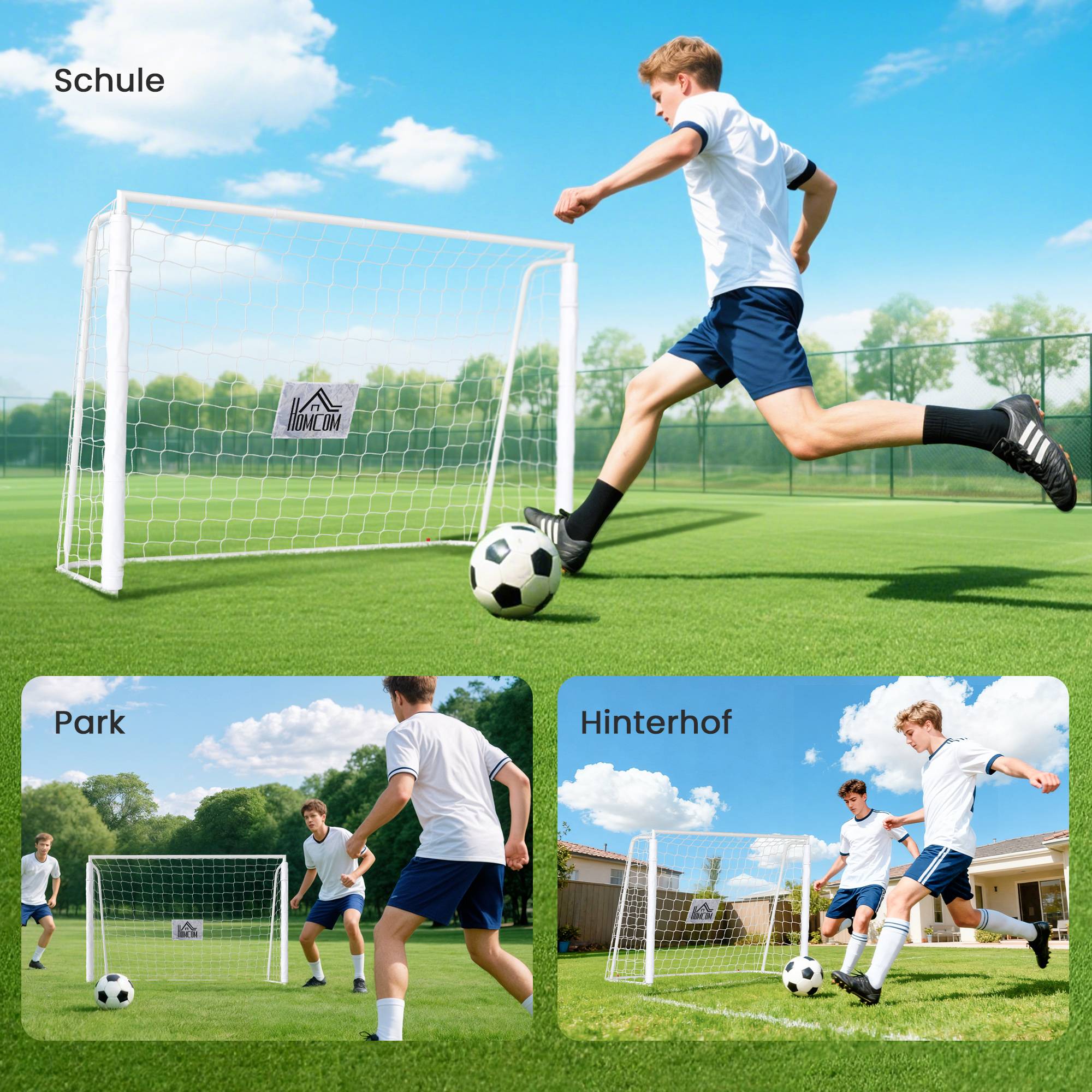 But de football pour enfants, cible, manchons antichoc, jardin, 186 x 123 cm, blanc - Image 8