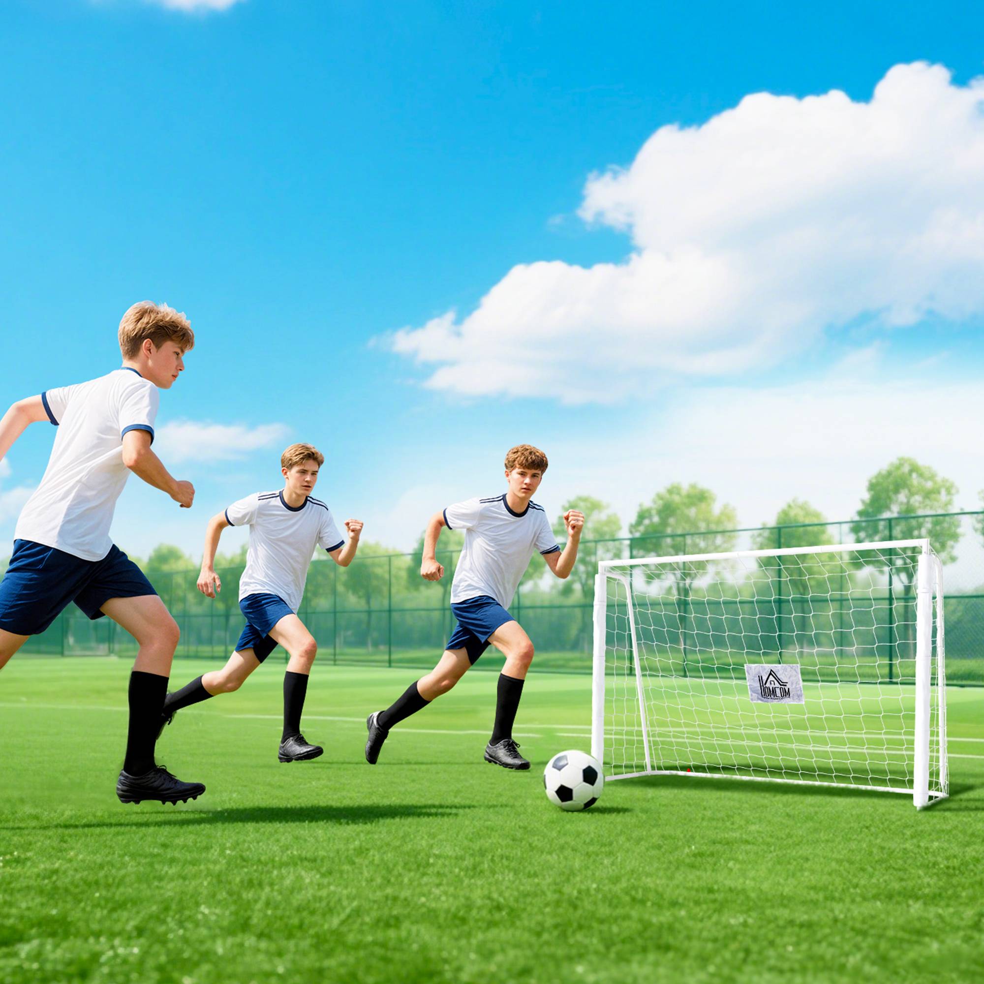 But de football pour enfants, cible, manchons antichoc, jardin, 186 x 123 cm, blanc - Image 4