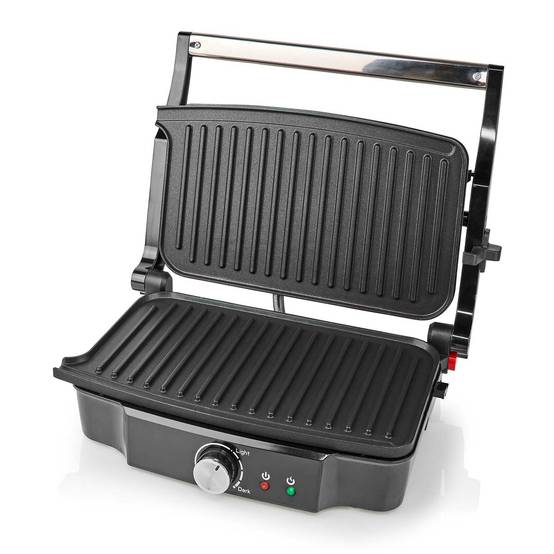 Grill de contact 1500W Sandwiches Pannini Grillades Plaque Anti-adhésive Poignée froide NEDIS - Image 2