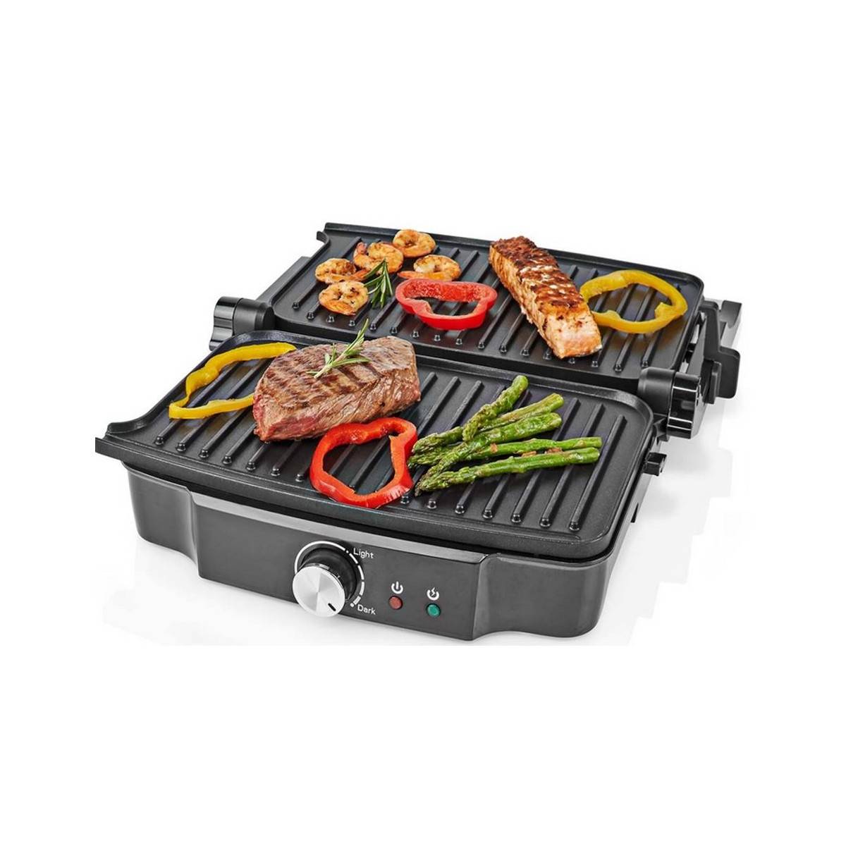 Grill de contact 1500W Sandwiches Pannini Grillades Plaque Anti-adhésive Poignée froide NEDIS - Image 3