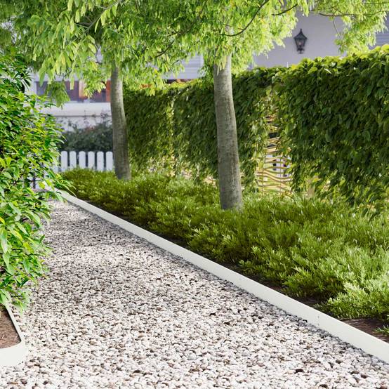 Bordurette pelouse acier jardin chemins séparation élégante 103x10cm blanc - ComfortXL Outdoor Living - Image 1