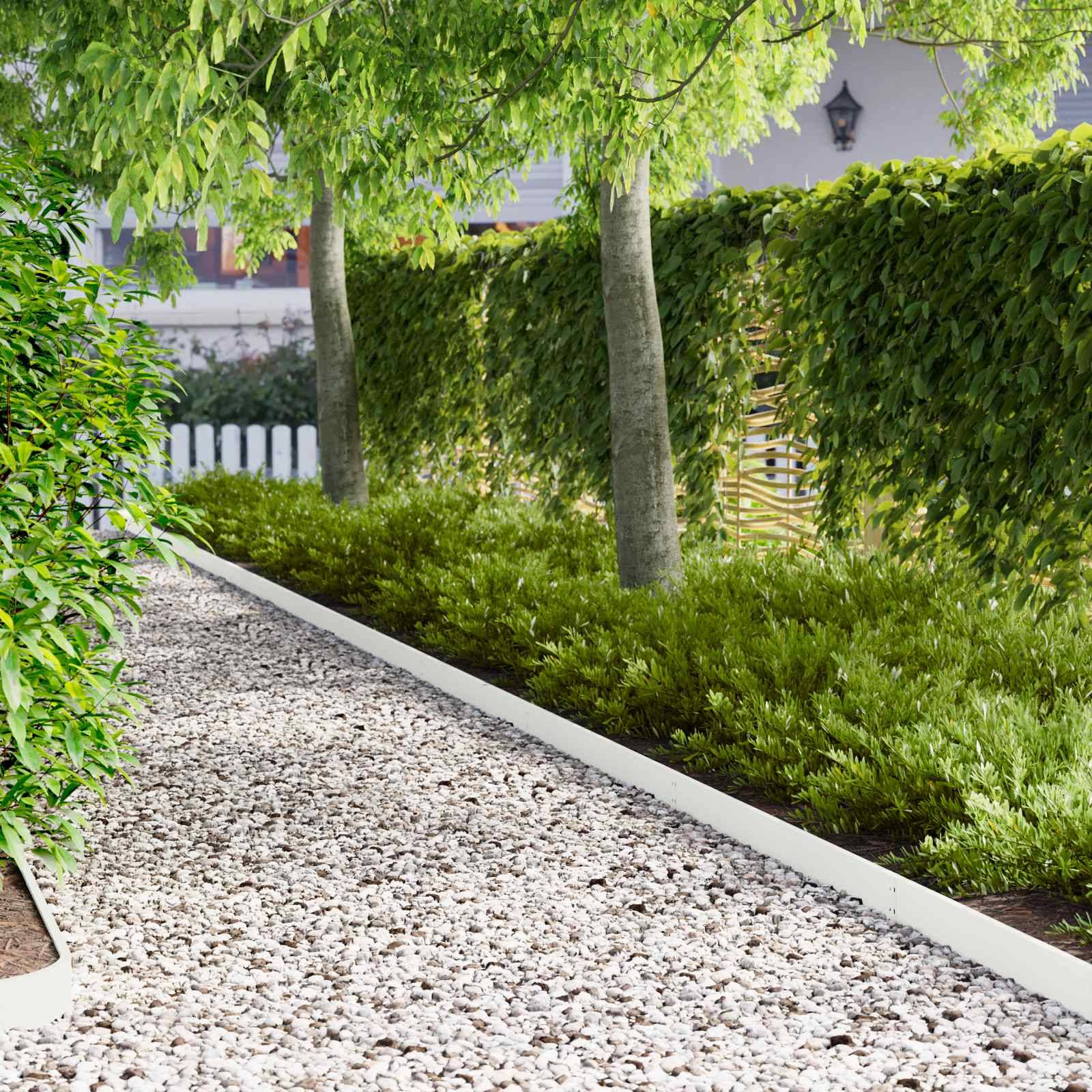Bordurette pelouse acier jardin chemins séparation élégante 103x10cm blanc - ComfortXL Outdoor Living - Image 1