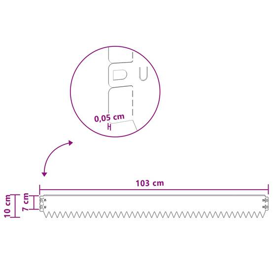 Bordurette pelouse acier jardin chemins séparation élégante 103x10cm blanc - ComfortXL Outdoor Living - Image 9