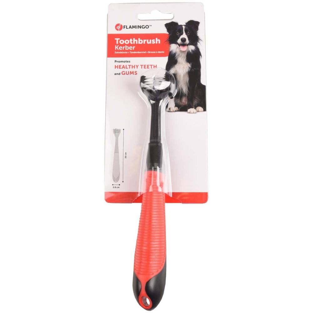 Brosse à dents kerber soft grip noir rouge 20 cm pour chien - Image 2
