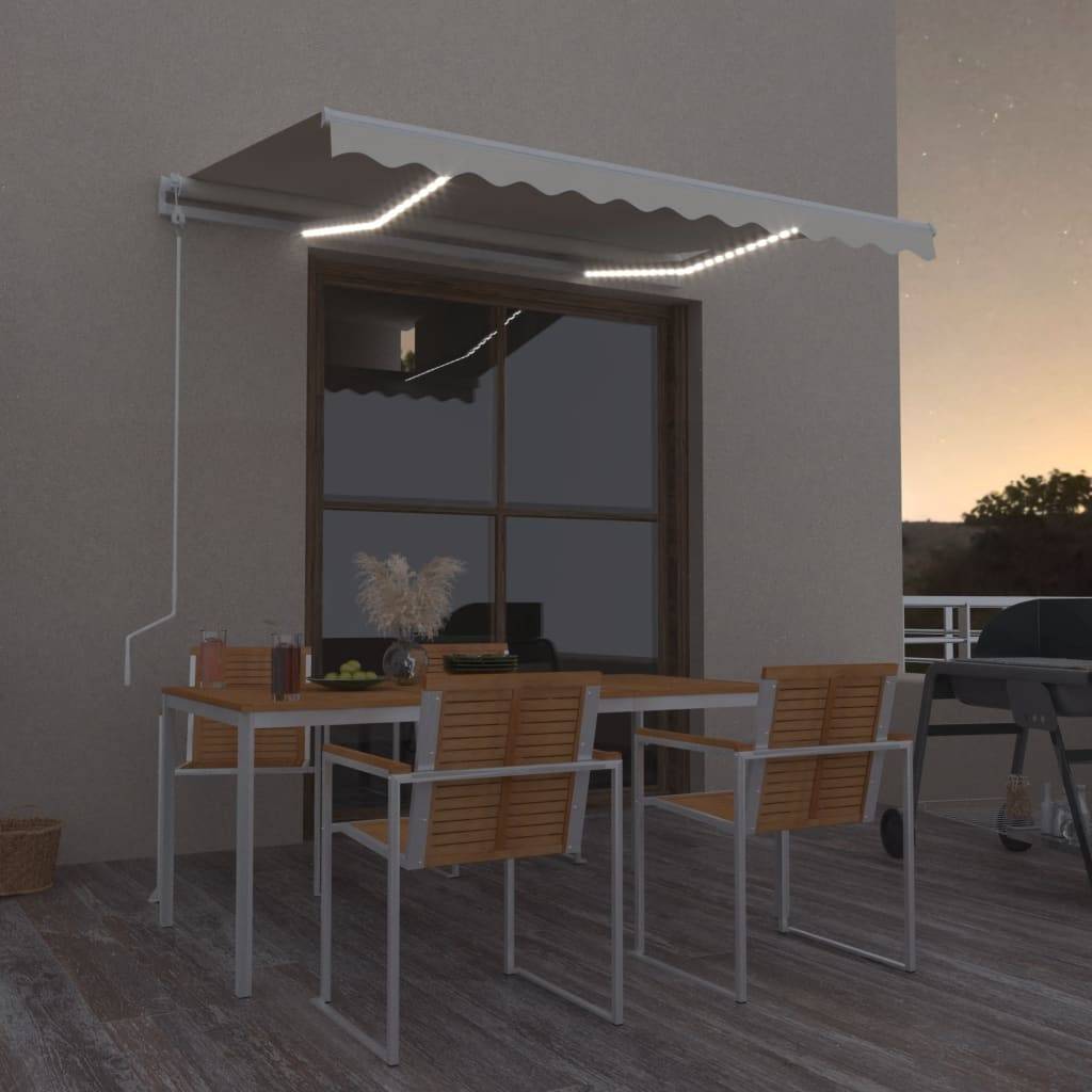 Vidaxl - Auvent automatique avec capteur de vent et LED 350x250 cm Crème vidaXL 3068892 - Image 1