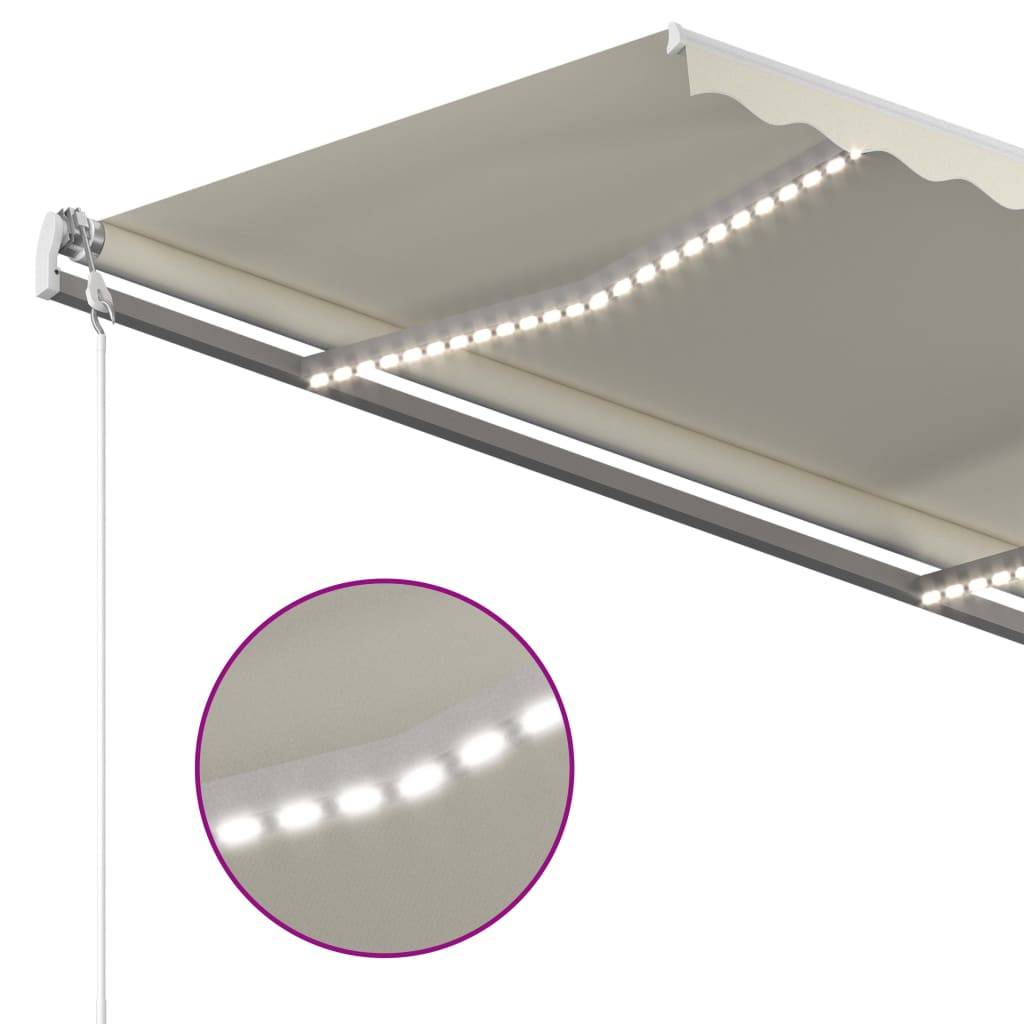 Vidaxl - Auvent automatique avec capteur de vent et LED 350x250 cm Crème vidaXL 3068892 - Image 4