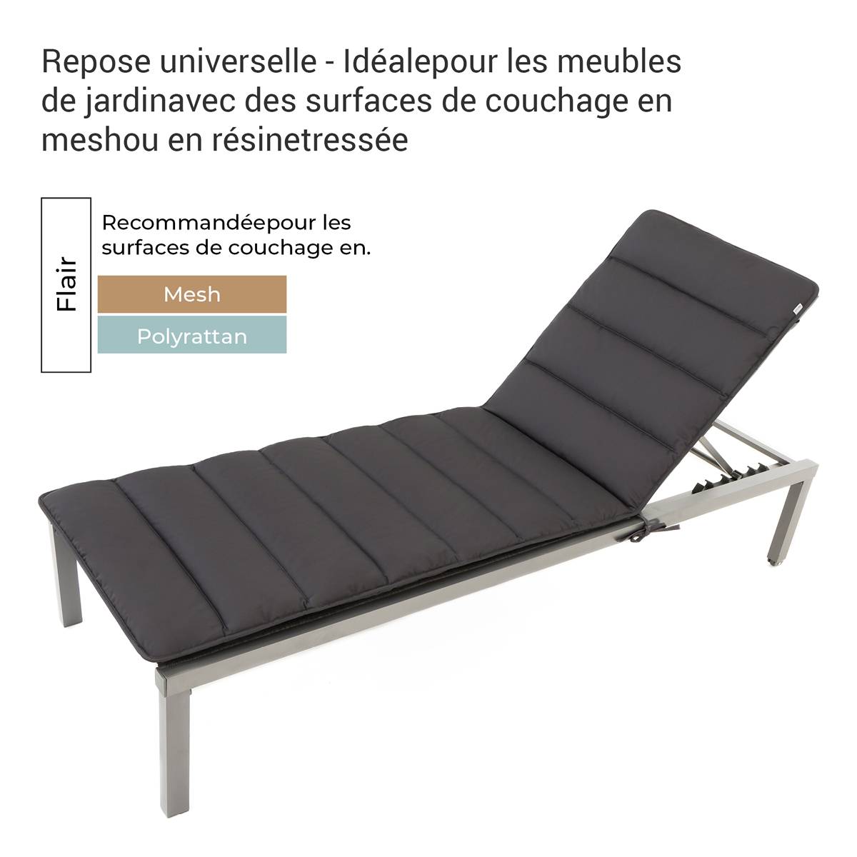 Coussin de Transat FlAIR - gris - 190x60cm - Image 3